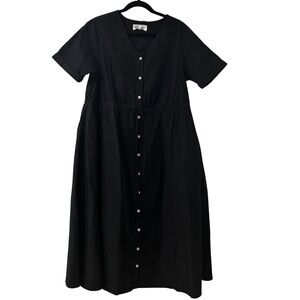 Tradlands Button-Front Nell Black Midi Dress